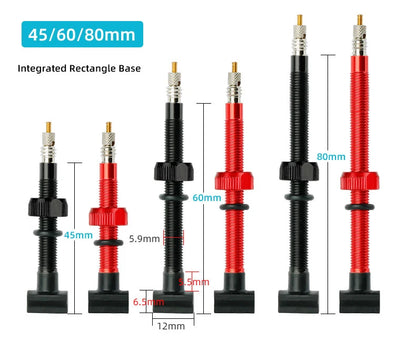 Deemount Presta Nipples Bicycle Tubeless Rim F/V Valves Anodized Aluminum Stem Brass Core Integrated Rectangle Base