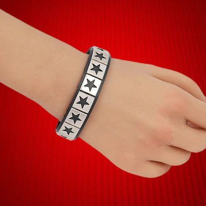 Punk Hip Hop Rock PU Leather Bracelet Unisex Trendy Chain Skull Pentagram Rivet Bracelet Party Jewelry Accessories