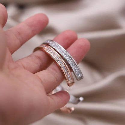 2024 French new design fashion jewelry two-color plated zircon letter X opening bracelet elegant women's daily work accessories