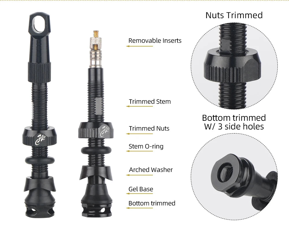 Bicycle Tubeless Tire Valve Carbon Rim Presta Valves 40 50 65 80mm F/V Nipple Detachable Brass Core W/Cap For MTB Bike Air Valve