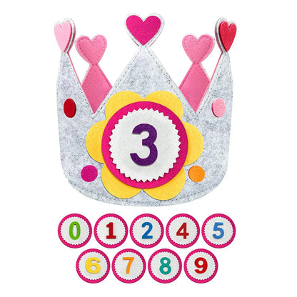 Adjustable Birthday Hat Princess Birthday Felt Hat children's Birthday Decoration Hallowen Cosplay Crown Photo Props Party Decor