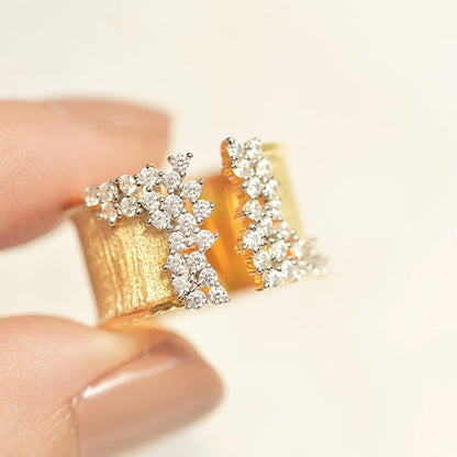 Trendy Luxury Gold Color Cubic Zirconia Ring for Women Modern Wide Band Finger Ring OL Style Female Jewelry Drop Shipping