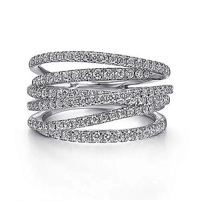 Fashion Multi-Layered Cross Finger Ring with Dazzling CZ Stone Daily Wear Statement Rings for Women Party Jewelry 2022