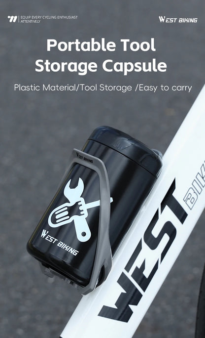 WEST BIKING Bicycle Repair Tool Storage Capsule Portable Waterproof Toolkit With Water Bottle Cage MTB Road Bike Accessories