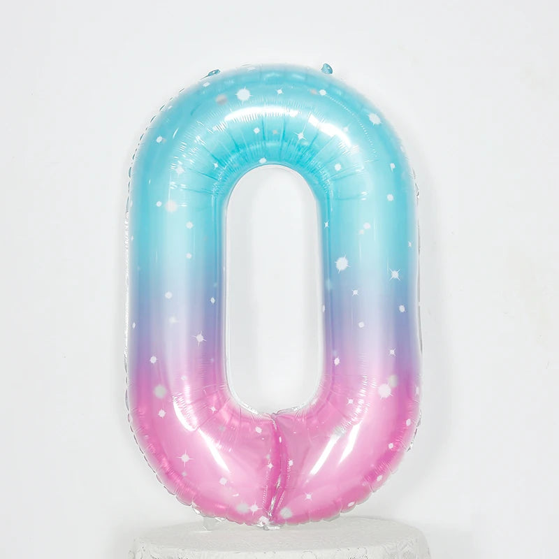 Digital Number Balloon, Aluminum Foil, Gradient Rainbow, Birthday Party, Wedding, Christmas Decoration, 40"