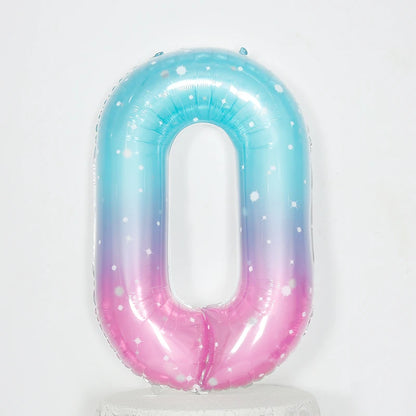 Digital Number Balloon, Aluminum Foil, Gradient Rainbow, Birthday Party, Wedding, Christmas Decoration, 40"
