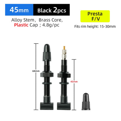 Deemount Presta Nipples Bicycle Tubeless Rim F/V Valves Anodized Aluminum Stem Brass Core Integrated Rectangle Base