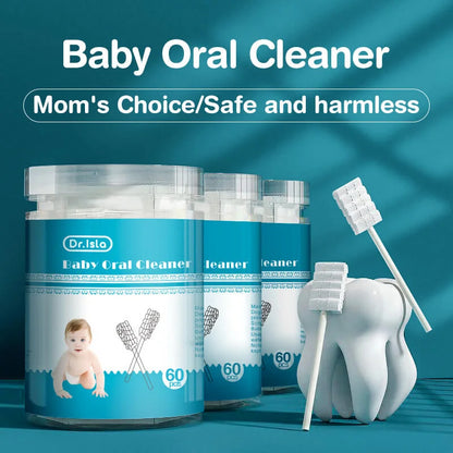 Dr.isla 60pcs Baby Oral Cleaning Stick Disposable Cleaner Milk Teeth Gauze Toothbrush Baby Tongue Washing For Newborn Oral Care