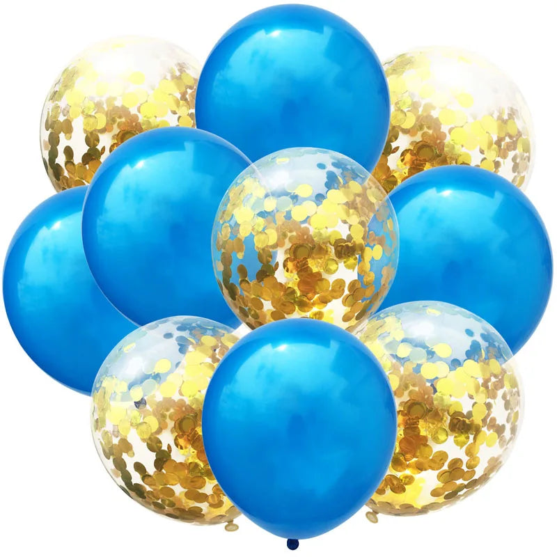 12inch 10pcs Mix Blue Rose Gold Confetti Latex Balloon colorful Baby Shower Wedding Birthday Party Decor Clear Balloons kids toy
