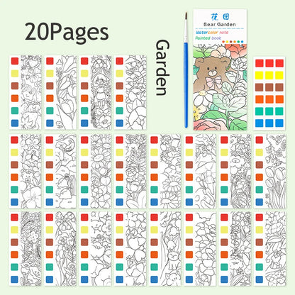 12/20 Sheets Watercolor Painting Book Portale Coloring Books Graffiti Picture Book Educational Drawing Coloring Toys for Kids