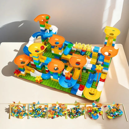 86-344pcs Marble Race Run Block Big Size Building Blocks Maze Ball Funnel Slide Blocks Creative Bricks Assemble Toys for Kids