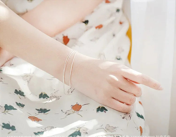 Simple Layer Bracelets for Women Korean Fashion Silver 925 Jewelry Hot Fashion 925 Sterling Silver Bracelet for Women