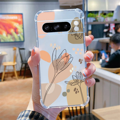 P ixel 8 Pro Plant Flower Transparent Phone Case For Google Pixel 8Pro 7A 8A 6 8 9 6Pro 9ProXL 7Pro 6A 7 9Pro Cover