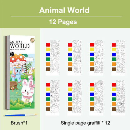 12/20 Sheets Watercolor Painting Book Portale Coloring Books Graffiti Picture Book Educational Drawing Coloring Toys for Kids