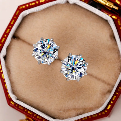 Exquisite 8 Claw Setting CZ Stud Earrings for Women Silver Color Crystal Earrings Simple and Elegant Female Ear Jewelry