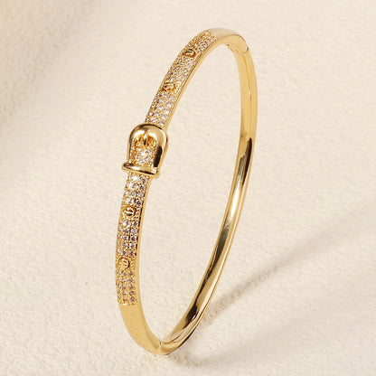 Copper With Zirconium Opening Female Simple Trendy Bracelet Women's Stainless Steel Jewelry Luxury Gifts for Girlfriends
