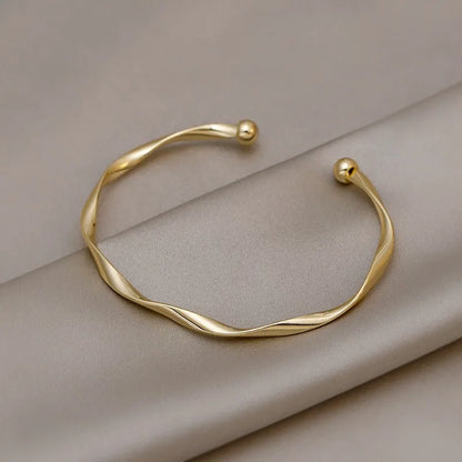 Retro Cuff Bracelet Opening Bangles for Women Minimalism Twisted Bracelets Wristband Jewelry Mom Wife Girls Birthday Gifts ﻿