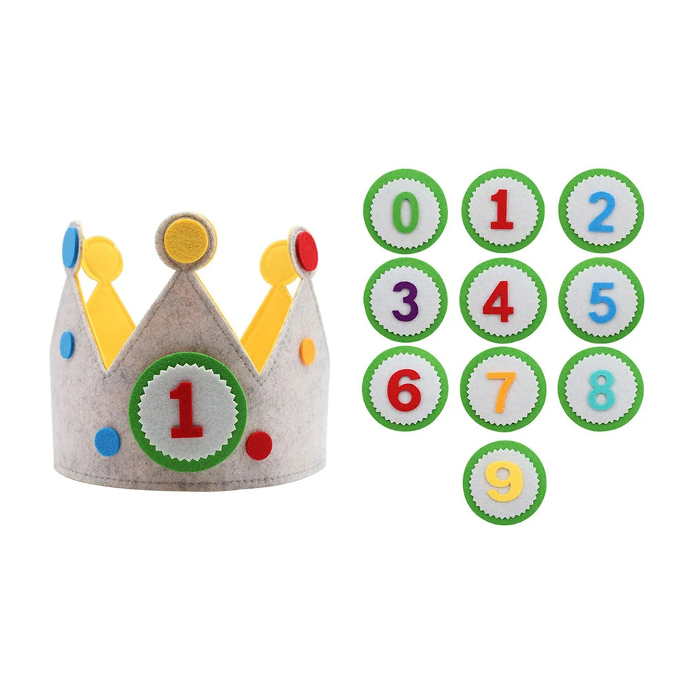 Adjustable Birthday Hat Princess Birthday Felt Hat children's Birthday Decoration Hallowen Cosplay Crown Photo Props Party Decor