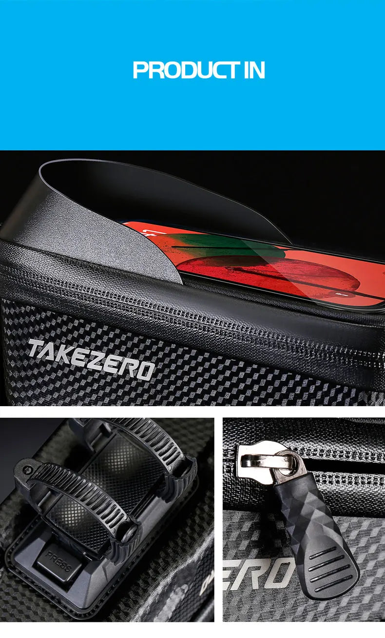 TAKEZERO A2X Mountain Bike EVA Hard Shell Bicycle Bag - Quick-Release Front Bar Bag for Handlebar Mount, Cycling Equipment