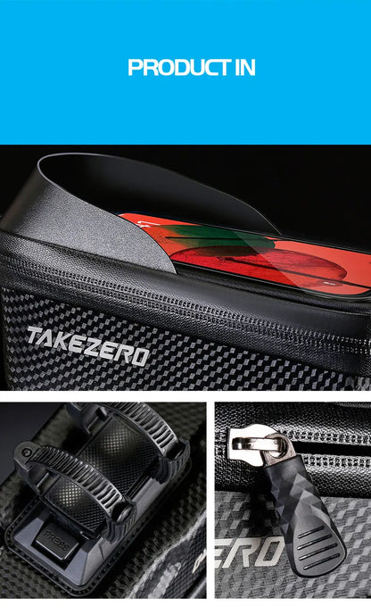 TAKEZERO A2X Mountain Bike EVA Hard Shell Bicycle Bag - Quick-Release Front Bar Bag for Handlebar Mount, Cycling Equipment