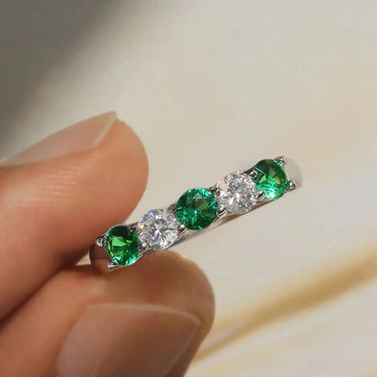 Fashion Contracted Women Wedding Rings with White/Green/Rose Red/Blue CZ Exquisite Female Finger-rings New Trendy Jewelry