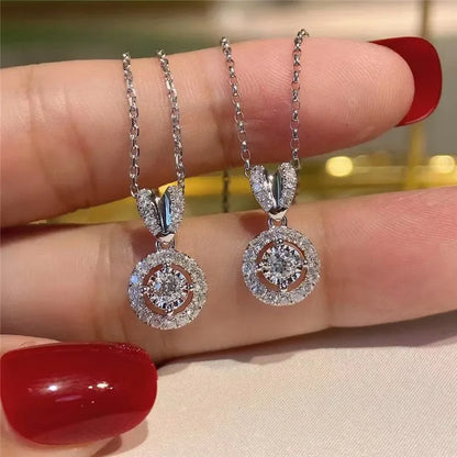 Circle Necklace with Cubic Zirconia Simple Stylish Clavicle Chain Necklace for Women Wedding Eternity Jewelry