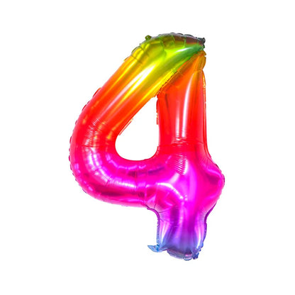 Digital Number Balloon, Aluminum Foil, Gradient Rainbow, Birthday Party, Wedding, Christmas Decoration, 40"