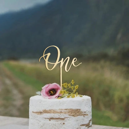 1pc One Cake Topper Birthday Wooden Cake Topper Wood One Happy Cake Decoration First Birthday Baby Shower Party Decorations