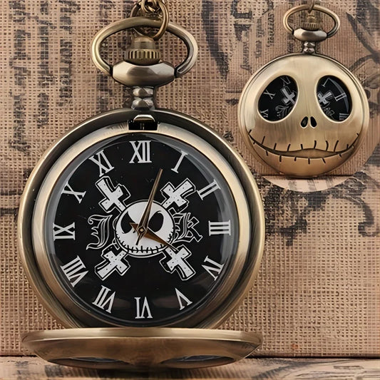 Ghost Face Funny Pocket Watch Blue Frog Big Pocket Watch Cartoon Animation Theme Elements Retro Flip Children's Student Pocket