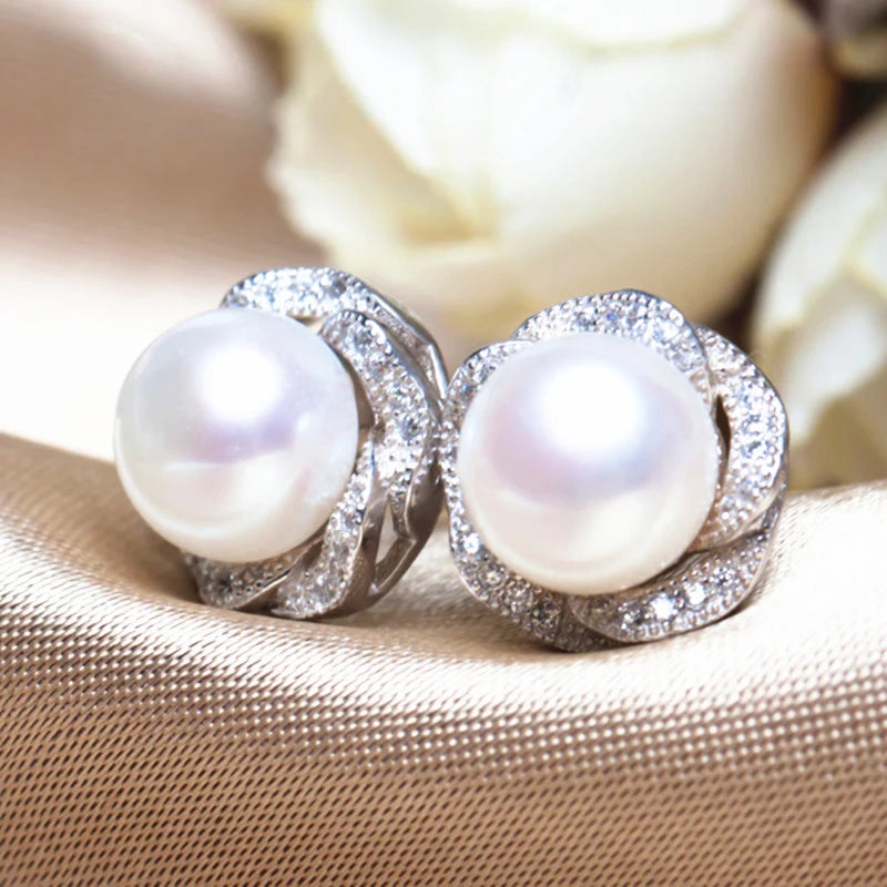 Luxury CZ Imitation Pearl Earrings for Women Silver Color Temperament Elegant Lady Earrings Wedding Party Fashion Jewelry