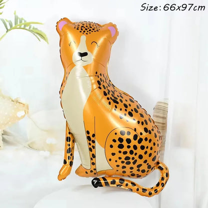 Cartoon Animal Theme Foil Balloon Jungle Safari Forest Lion Zebra Elephant Giraffe Baloon Kids Birthday Decoration Supplies