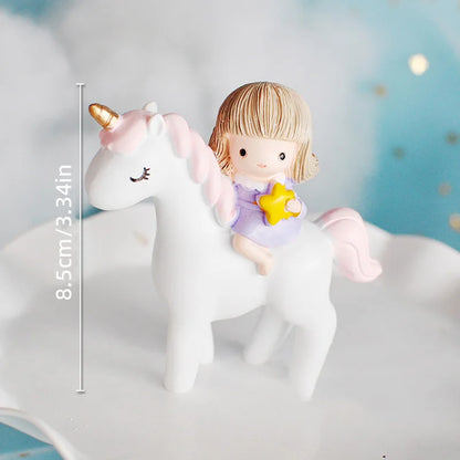 9 pcs unicorn rainbow cake topper unicorn with rainbow clouds stars Happy birthday cake decorations for girls one year old party