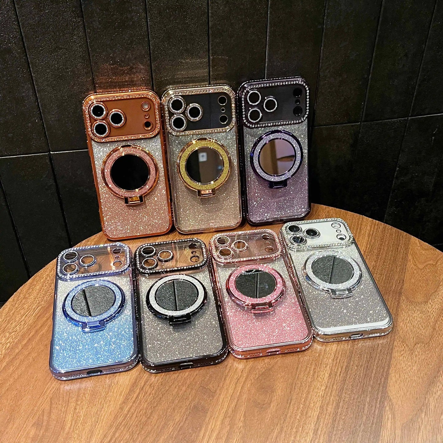 Glitter Mirror Case For iPhone 17 Pro Max 16 15 14 13 Diamond Makeup Cover