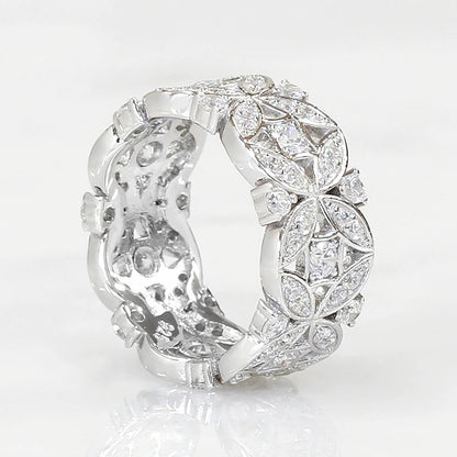 Luxury Exquisite Silver Color Finger Ring Female Shinning Cubic Zirconia Jewelry for Wedding Aesthetic Accessories Gift