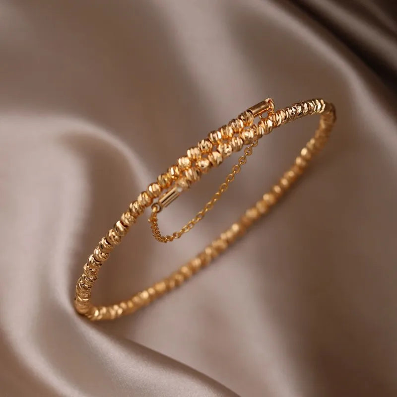 2024 French new design fashion jewelry two-color plated zircon letter X opening bracelet elegant women's daily work accessories