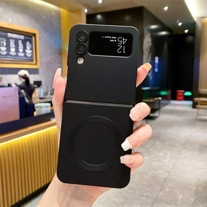 for Samsung ZFlip 4 Luxury for Magsafe Matte Case for Samsung Galaxy Z Flip 6 4 3 5 Flip4 Wireless Charger Soft Silicone Cover