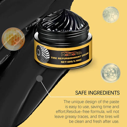50g Tire Coating Wax Car Tire Retreading and Film Plating Cream Tire Shine Coating Wax Auto Rubber Parts Shiny Paste Anti-Aging