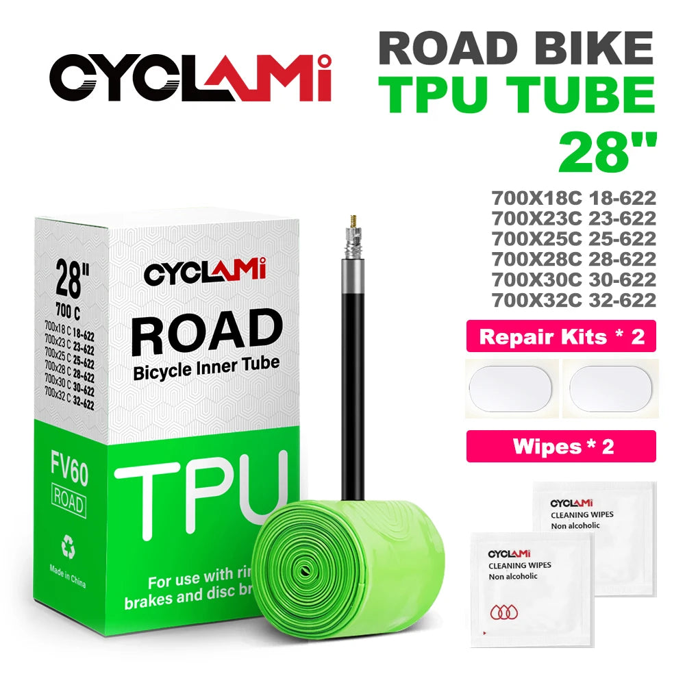 Ultralight Bike Inner Tube 700c Road Bicycle TPU Inner Tube 700C x 18 23 25 28 30 32 French Valve Bike inner Tubes CYCLAMI