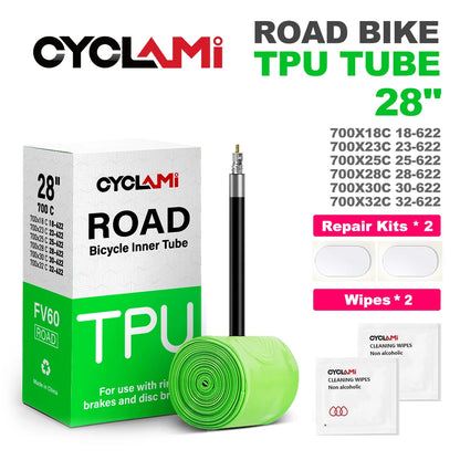Ultralight Bike Inner Tube 700c Road Bicycle TPU Inner Tube 700C x 18 23 25 28 30 32 French Valve Bike inner Tubes CYCLAMI