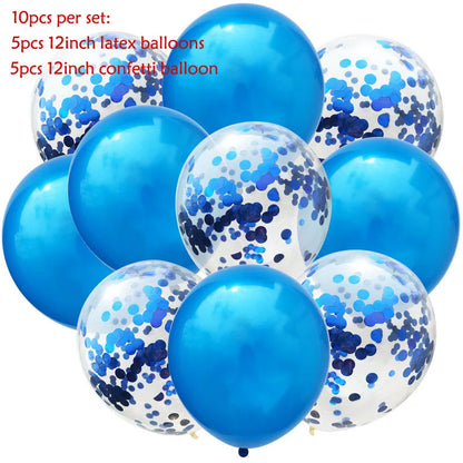 12inch 10pcs Mix Blue Rose Gold Confetti Latex Balloon colorful Baby Shower Wedding Birthday Party Decor Clear Balloons kids toy