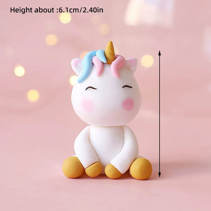 9 pcs unicorn rainbow cake topper unicorn with rainbow clouds stars Happy birthday cake decorations for girls one year old party