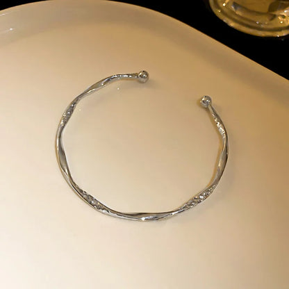 Retro Cuff Bracelet Opening Bangles for Women Minimalism Twisted Bracelets Wristband Jewelry Mom Wife Girls Birthday Gifts ﻿