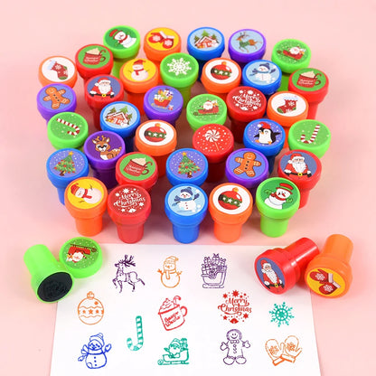 10pcs Cartoon Animal Unicorn Self-ink Stamps Toy Kids Birthday Party Favors Goodie Bag Pinata Fillers Boy Girl Christmas Gift