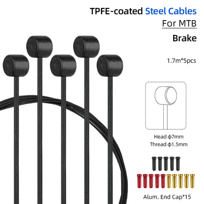 Bicycle PTFE Coated Stainless Steel Core Wire MTB Road Bicycle Zinc Coated Carbon Steel Wire W/ Cap Universal Shift Line DIY Kit