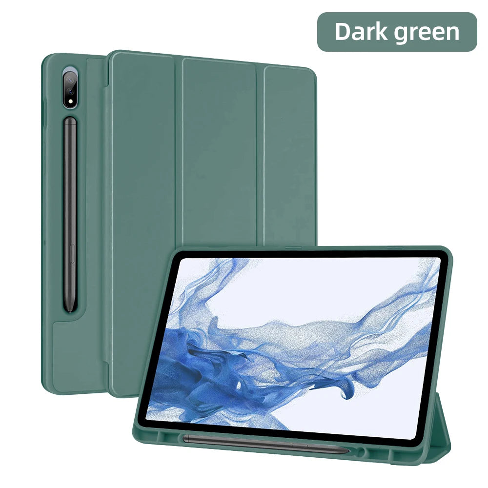 For Samsung Galaxy Tab Case For Tab S8 Ultra 14.6 S8 Plus S7 Plus S7 FE 12.4 S7 S8 11 S6 Lite 10.4 With Pen Slot Tablet Cover