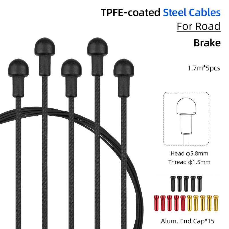 Bicycle PTFE Coated Stainless Steel Core Wire MTB Road Bicycle Zinc Coated Carbon Steel Wire W/ Cap Universal Shift Line DIY Kit