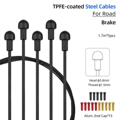 Bicycle PTFE Coated Stainless Steel Core Wire MTB Road Bicycle Zinc Coated Carbon Steel Wire W/ Cap Universal Shift Line DIY Kit