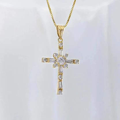 Fashionable Cross Pendant Necklace for Women Brilliant Cubic Zirconia Luxury Wedding Accessories Exquisite Girls Jewelry