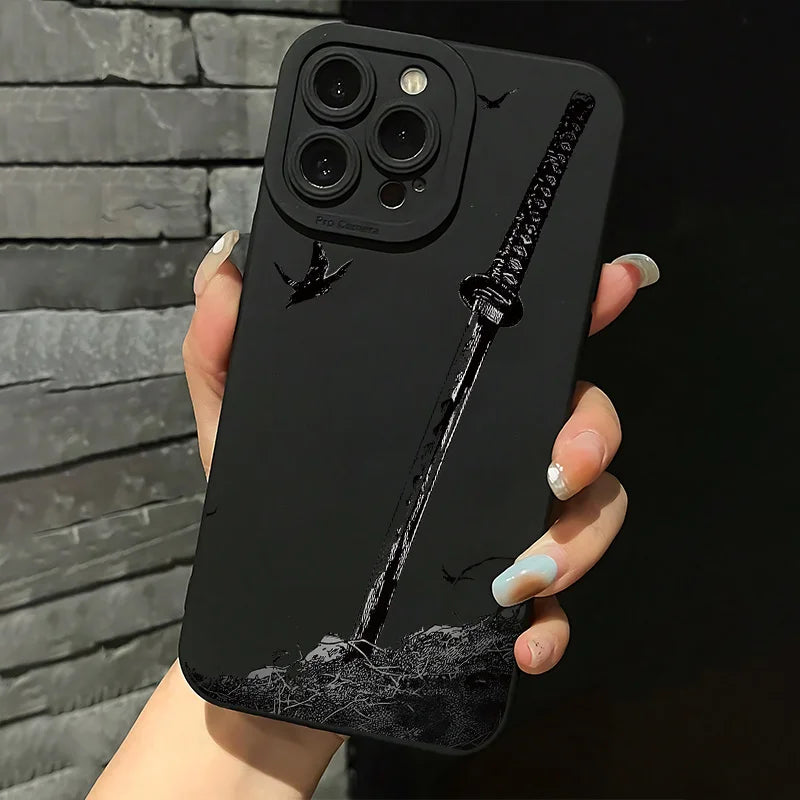 For iPhone 17 16 15 14 13 12 11 Pro Max Case The Sword Creative Pattern Protective Cover For iPhone XS Max XR 7 8 Plus 16e Funda