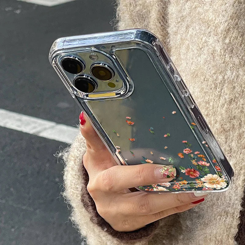Flower Phone Case For iPhone 16 13 15 11 12 14 17 Pro Max Air 16E XS XR 7 8 SE Shockproof Transparent Cover Silicone Soft Fundas